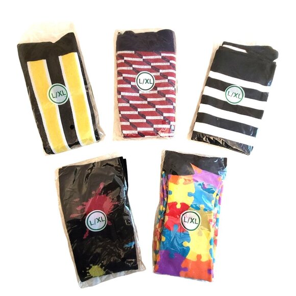 SockPanda Knee-High Compression Socks Set of 5 Women/Men Various Patterns L/XL - Picture 2 of 10